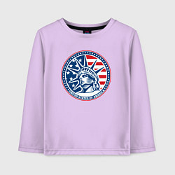 Лонгслив хлопковый детский USA flag New York, цвет: лаванда