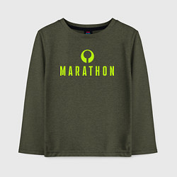 Лонгслив хлопковый детский Marathon logo, цвет: меланж-хаки