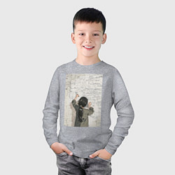 Лонгслив хлопковый детский Девушка считает, цвет: меланж — фото 2