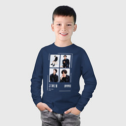 Лонгслив хлопковый детский Jimin bts selfie, цвет: тёмно-синий — фото 2