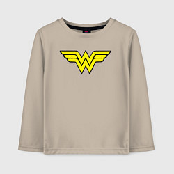 Лонгслив хлопковый детский Wonder woman logo, цвет: миндальный