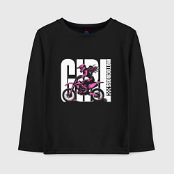Лонгслив хлопковый детский Girl motocross, цвет: черный