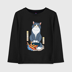 Лонгслив хлопковый детский Ловлю рыбов красиво, цвет: черный