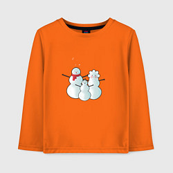 Лонгслив хлопковый детский Семья снеговиков, цвет: оранжевый