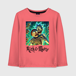 Лонгслив хлопковый детский Rick and Morty - horror, цвет: коралловый