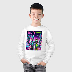 Лонгслив хлопковый детский Rick and Morty - cyberpunk, цвет: белый — фото 2