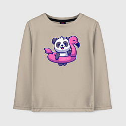 Лонгслив хлопковый детский Панда и фламинго, цвет: миндальный