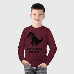 Лонгслив хлопковый детский Godzilla best friend, цвет: меланж-бордовый — фото 2