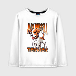 Лонгслив хлопковый детский Собака Джек-рассел-терьер, цвет: белый