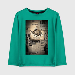 Лонгслив хлопковый детский Важные новости, цвет: зеленый