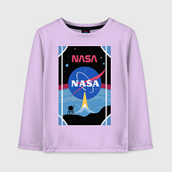Лонгслив хлопковый детский NASA плакат, цвет: лаванда