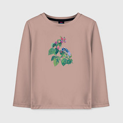Лонгслив хлопковый детский Синица на малине, цвет: пыльно-розовый