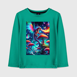 Детский лонгслив Сказочный дракон на планете неоновых грибов