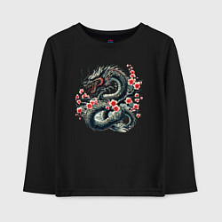 Детский лонгслив Japanese dragon and sakura - irezumi