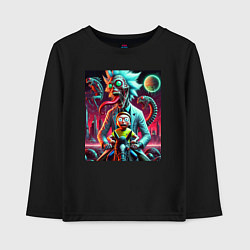 Лонгслив хлопковый детский Кошмарный сон Морти - нейроарт, цвет: черный
