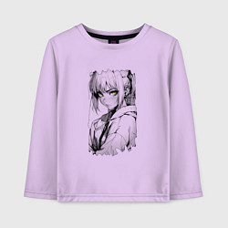 Лонгслив хлопковый детский Девушка с блекло-желтыми глазами, цвет: лаванда