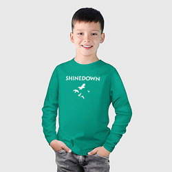 Лонгслив хлопковый детский Shinedown - logo, цвет: зеленый — фото 2