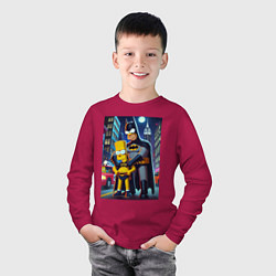 Лонгслив хлопковый детский Batsimpson with son Bart - ai art fantasy, цвет: маджента — фото 2