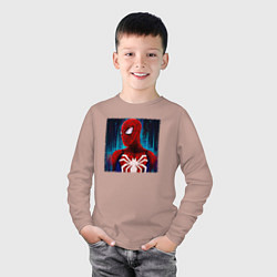 Лонгслив хлопковый детский Человек паук новый, цвет: пыльно-розовый — фото 2