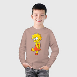 Лонгслив хлопковый детский Lisa Simpson, цвет: пыльно-розовый — фото 2