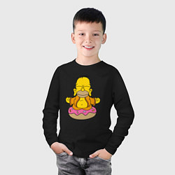 Лонгслив хлопковый детский Homer yoga, цвет: черный — фото 2