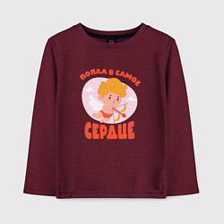 Лонгслив хлопковый детский Купидон стреляет из лука в самое сердце, цвет: меланж-бордовый