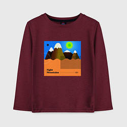 Лонгслив хлопковый детский Ночные горы, цвет: меланж-бордовый