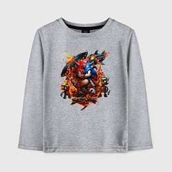 Лонгслив хлопковый детский Соник и Наклз на фоне огненных роботов, цвет: меланж