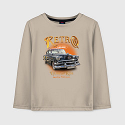 Лонгслив хлопковый детский Ретро гараж и автомобиль Chevrolet 210 Deluxe, цвет: миндальный