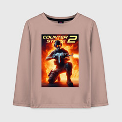 Лонгслив хлопковый детский Counter Strike 2 - gamer, цвет: пыльно-розовый