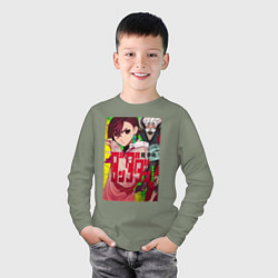 Лонгслив хлопковый детский Momo Ayase х Ken Takakura, цвет: авокадо — фото 2