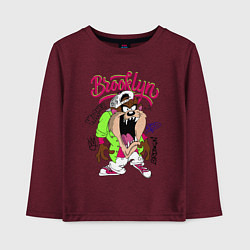Лонгслив хлопковый детский Тасманский дьявол - Taz, цвет: меланж-бордовый