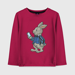 Лонгслив хлопковый детский Деловой зайчик, цвет: маджента