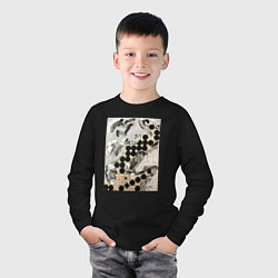 Лонгслив хлопковый детский Графическая абстракция, цвет: черный — фото 2