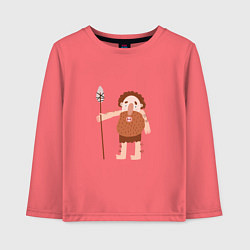 Лонгслив хлопковый детский Пещерный человек, цвет: коралловый