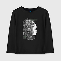 Лонгслив хлопковый детский Девушка биокиборг, цвет: черный