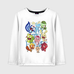 Лонгслив хлопковый детский Счастливые лесные друзья, цвет: белый