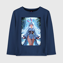 Лонгслив хлопковый детский Зайка в гармонии с природой, цвет: тёмно-синий