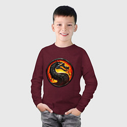 Лонгслив хлопковый детский Mortal kombat dragon logo, цвет: меланж-бордовый — фото 2