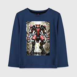 Лонгслив хлопковый детский Девушка управляет огромным мехом, цвет: тёмно-синий