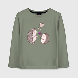 Лонгслив хлопковый детский Свидание влюбленных ежиков, цвет: авокадо