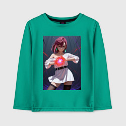 Лонгслив хлопковый детский Дандадан: Момо фаербол, цвет: зеленый
