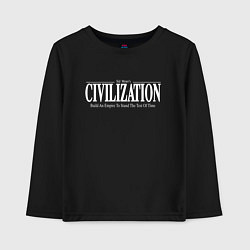 Лонгслив хлопковый детский Civilization - global strategy, цвет: черный