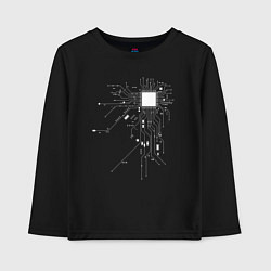 Лонгслив хлопковый детский Сердце хакера, цвет: черный