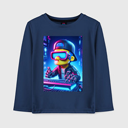 Лонгслив хлопковый детский Барт Симпсон - киберпанк, цвет: тёмно-синий