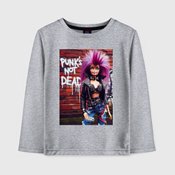 Лонгслив хлопковый детский Punks not dead - cool Barbie ai art, цвет: меланж
