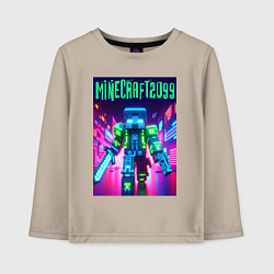 Лонгслив хлопковый детский Minecraft 2099 - neon glow fantasy, цвет: миндальный