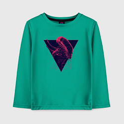 Лонгслив хлопковый детский Чужой в треугольнике, цвет: зеленый