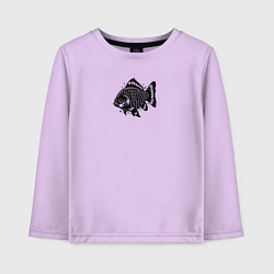 Лонгслив хлопковый детский Декоративная татуировка рыбы, цвет: лаванда