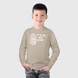 Лонгслив хлопковый детский Баскетбол в моей днк, цвет: миндальный — фото 2